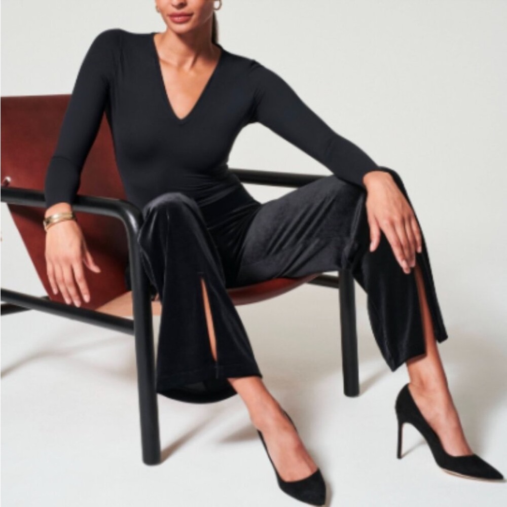 Spanx Black Split Hem Wide Leg Pant 1X NWT Christmas Holiday